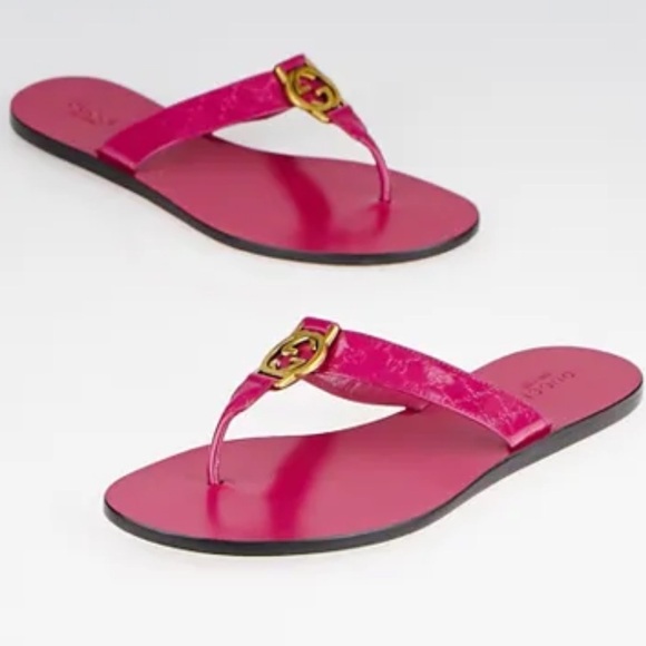 Gucci Shoes - Gucci Fuschia Pink vernice crystal leather micro
Guccisima sandals